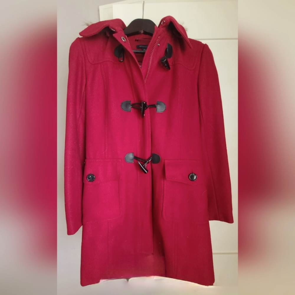 Tommy Hilfiger Peacoat, Faux Fir Trimmed Hood